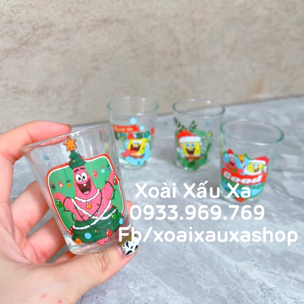 SET 4 LY THUỶ TINH HOẠT HÌNH SPONGEBOB