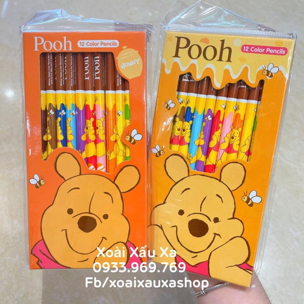 Hộp bút chì màu gấu pooh 12 cây