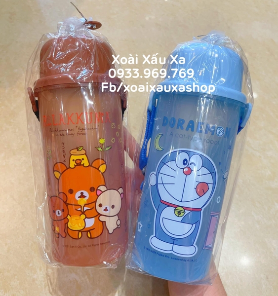 BÌNH NƯỚC NHỰA RILAKKUMA- DORAEMON 500ml