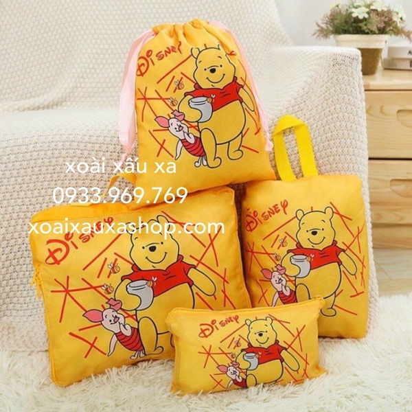 SET 4 TÚI TIỆN LỢI POOH, STITCH DISNEY