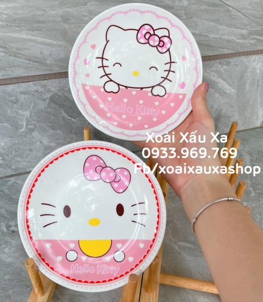 Dĩa sứ mặt mèo hello kitty (dvt: 1 cái)