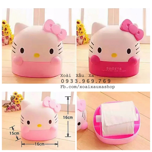 Hộp đựng khăn giấy vuông Hello Kitty