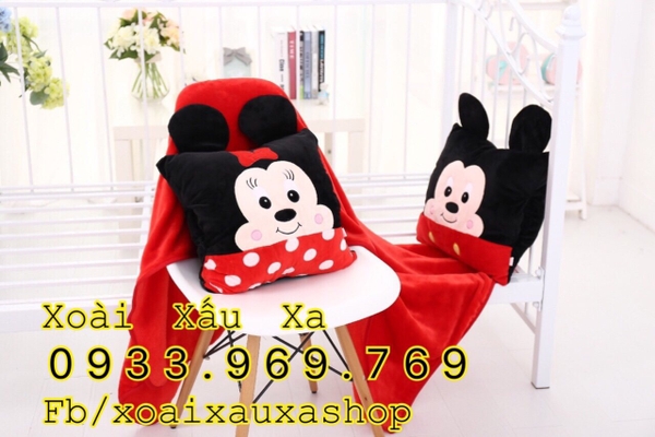 BỘ MỀN + GỐI 2 TRONG 1 MICKEY - MINNIE MOUSE