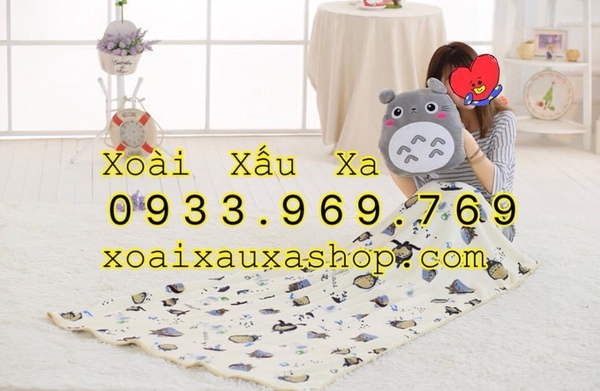 Mền gối gấu bông 3 trong 1 Totoro ( 1m20cm*1m10cm )