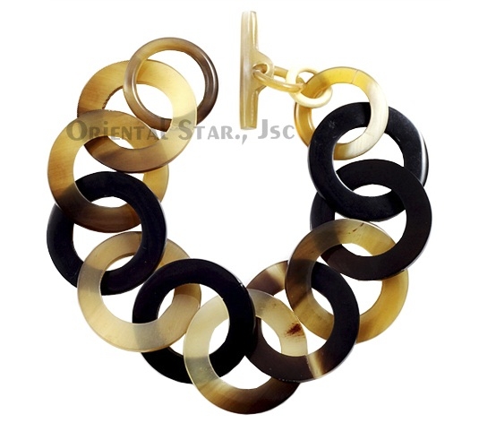 Horn circle bangle bracelet