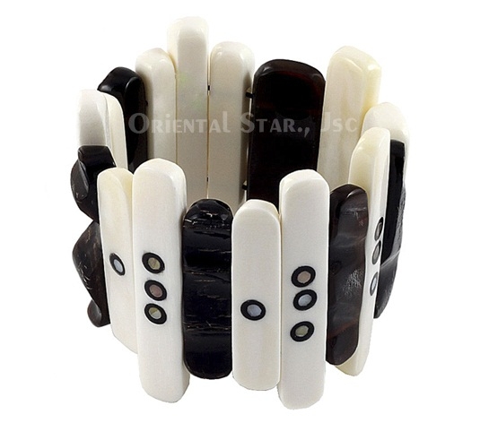 Black horn & bone bangle bracelet