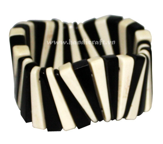 Black horn & bone bangle bracelet