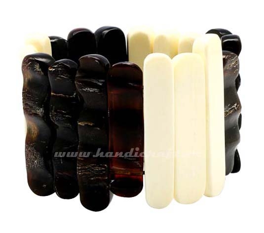 Black horn & bone bangle bracelet