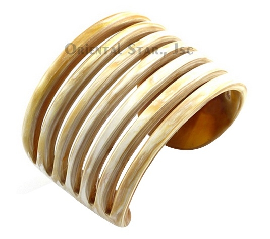 Carved horn cuff bracelet