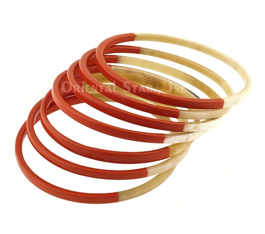 Horn & lacquer bangle bracelet set