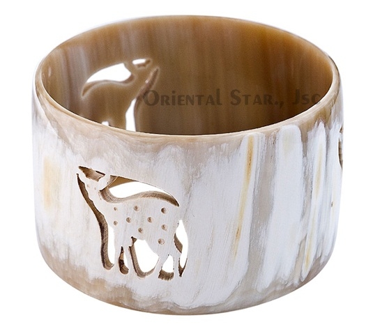 Natural carved horn bangle bracelet