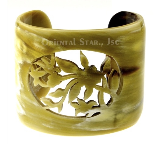 Carved horn cuff bracelet