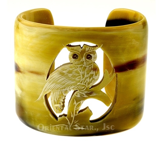 Carved horn cuff bracelet