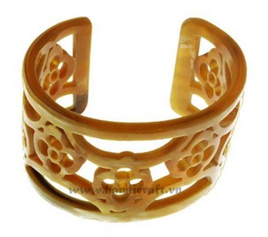 Natural carved horn cuff bracelet