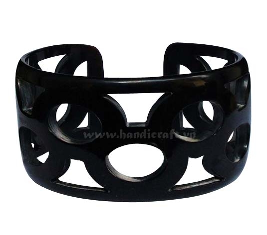 Natural carved horn cuff bracelet
