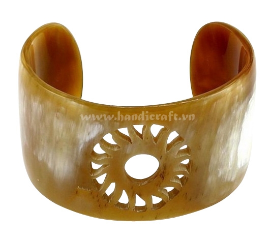 Natural carved horn cuff bracelet