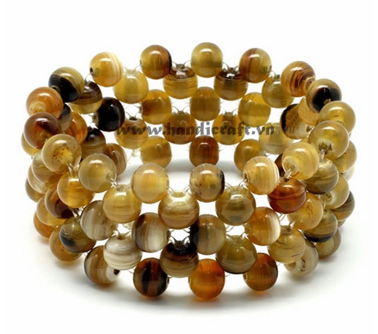 Horn beaded bangle bracelet
