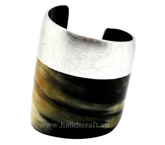 Horn & silver lacquer cuff bracelet