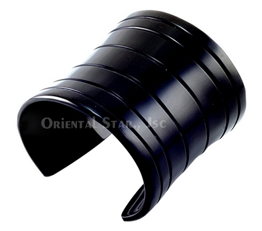 Black horn cuff bracelet with lines