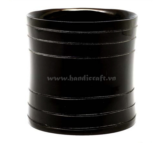 Black horn bangle bracelet with lines