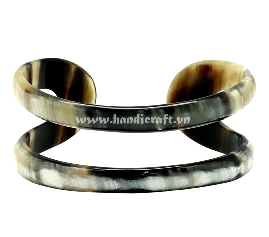 Black horn cuff bracelet with hole