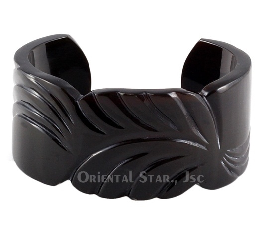 Black horn carved cuff bracelet