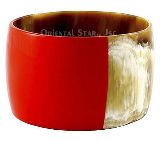 Wide horn & lacquer bangle bracelet