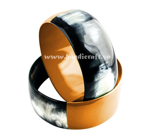 Black horn bangle bracelet with lacquer