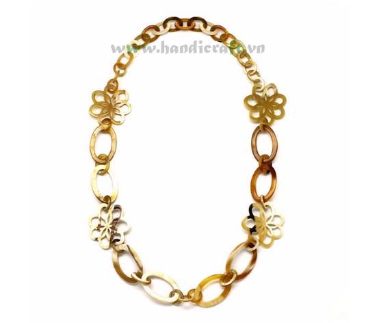 Oval & round horn link with flowers