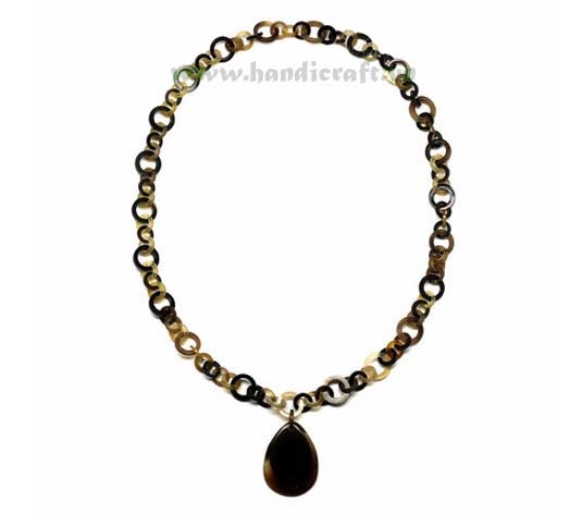 Small horn links with teardrop pendant