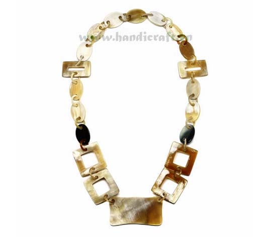 Square, oval, rectangular horn necklace