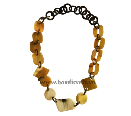 Round rectangular & square horn necklace