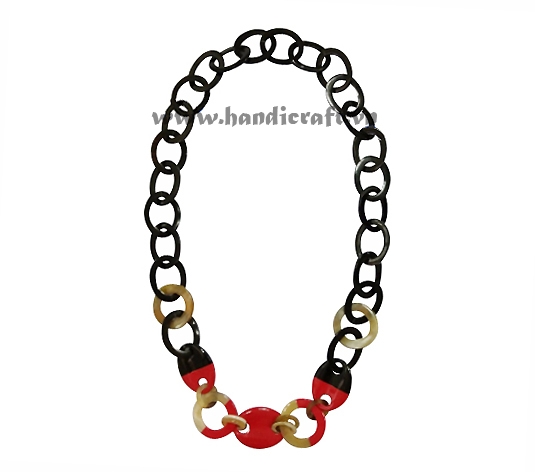 Dark horn with red lacquer necklace