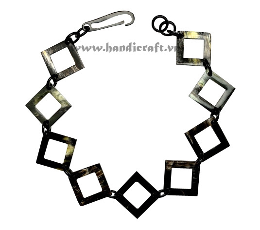 Square dark horn necklace