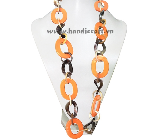 Long horn links with orange lacquer necklace