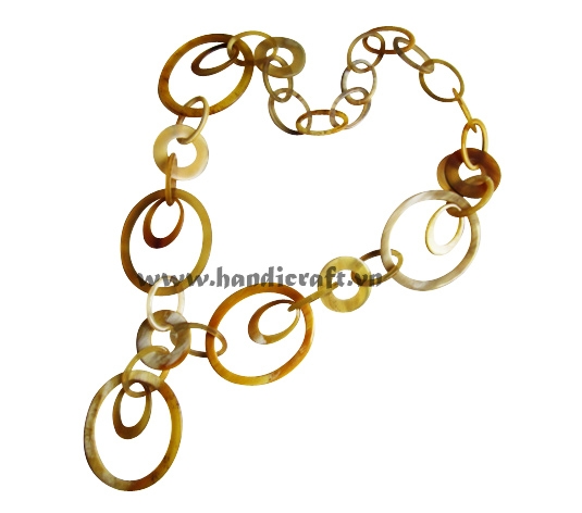 Double circle horn link necklace