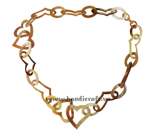 Oval & heart shaped horn links necklace