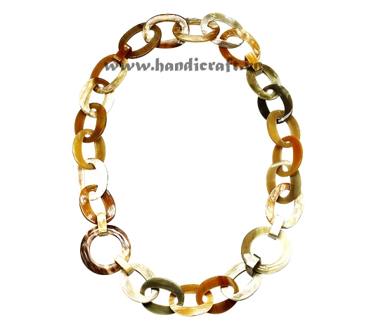 Oval & round horn natural necklace