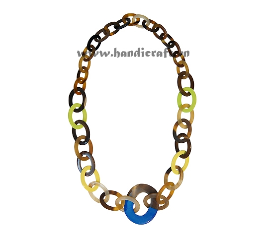 Oval horn and multi lacquer necklace