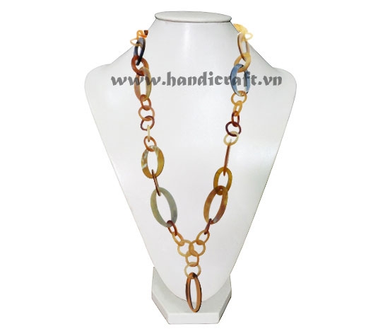 Long round & oval horn necklace