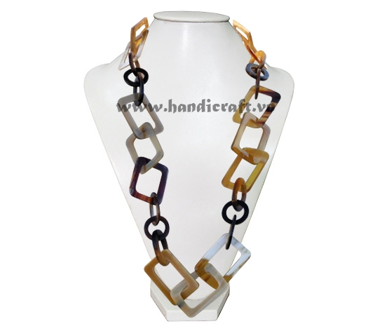 Rectangular, square and round horn necklace
