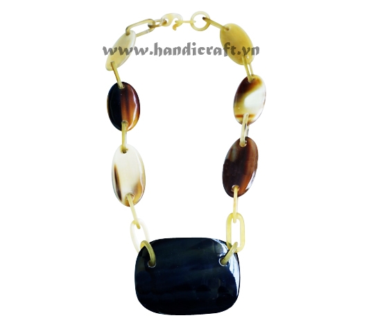 Horn necklace with large black pendant