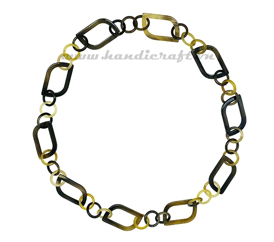 Natural round and leaves horn links necklace