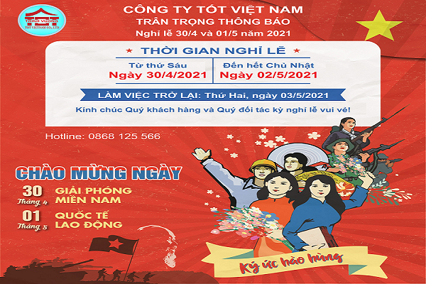 LỊCH NGHỈ LỄ 30/4-1/5