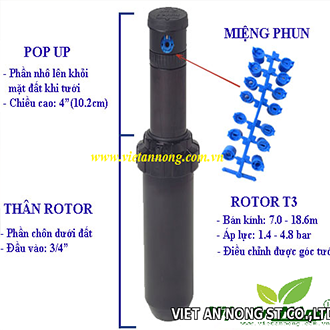 Vòi tưới phun sương rotor Pop-up T3