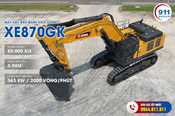 Máy xúc đào bánh xích XCMG gầu 5.98 m3 Model: XE870GK