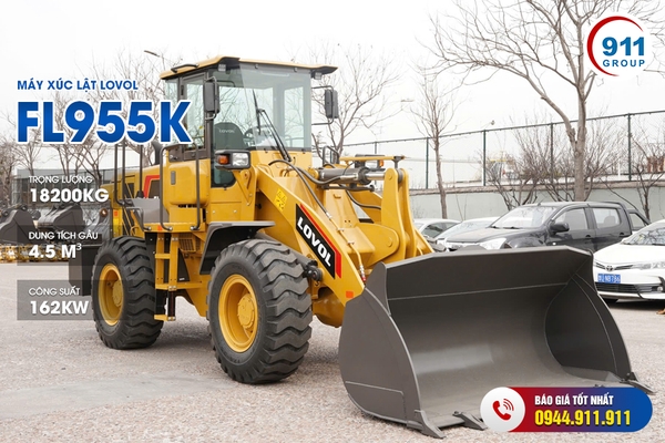 Máy xúc lật Lovol gầu 4.5m3 - Model: FL955K | 911 Group