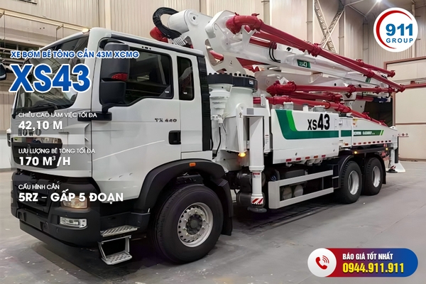 Xe bơm bê tông cần 43M XCMG Model: XS43 | 911 Group