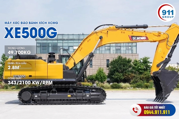 Máy xúc đào bánh xích XCMG gầu 2.8 m3 Model: XE500G