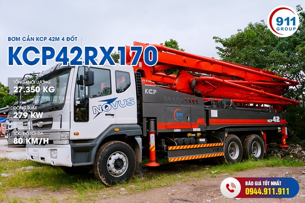 Bơm cần KCP 42M 4 đốt - KCP42RX170 xe cơ sở Hyundai HD260
